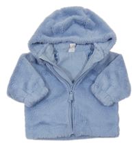 Světlemodrý kožešinový podšitý kabátek s odepínací kapucí H&M