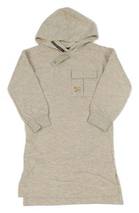 Nové - Béžové melírované teplákové dlouhé šaty s kapsou a kapucí River Island