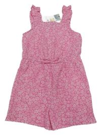 Nové - Růžový lehký kraťasový květovaný overal Primark