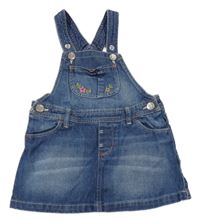 Modré riflové laclové šaty s kytičkami H&M