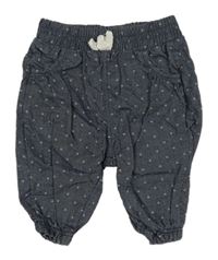 Šedomodré puntíkaté plátěné kalhoty H&M