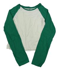 Smetanovo-zelené crop triko H&M