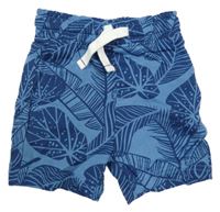 Modré teplákové kraťasy s listy Mothercare