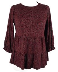 Dámská vínovo-černá vzorovaná peplum tunika New Look 
