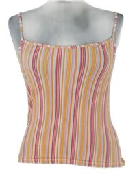 Dámský růžovo-oranžový pruhovaný crop top 