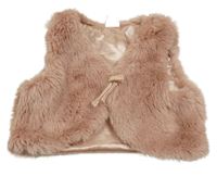 Starorůžové kožešinové podšité bolérko s mašlí H&M