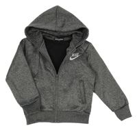 Šedá melírovaná propínací mikina s kapucí Nike
