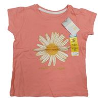 Nové - Růžové tričko s květinou Primark