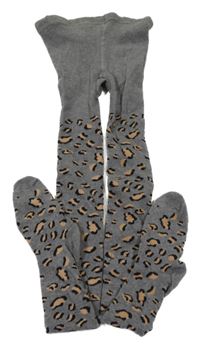 Šedé leopardí punčocháče Zara