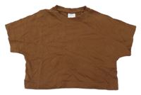 Hnědé oversize crop tričko Zara