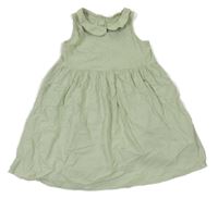 Světlezelené žebrované šaty s límečkem H&M