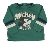 Tmavozelená mikina s Mickeym a proužky C&A