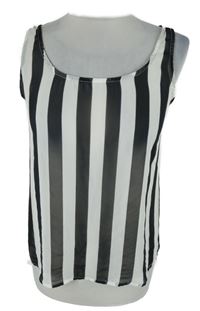 Dámský černo-bílý pruhovaný šifonový top Forever21 