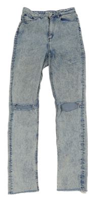 Světlemodré skinny fit ankle rifle s prošoupáním H&M