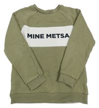 Khaki- bílá mikina s nápisem 