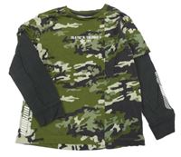 Khaki-šedé army triko s nápisem Next