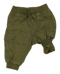 Khaki plátěné podšité cargo cuff kalhoty C&A