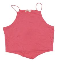 Tmavorůžový asymetrický crop top Matalan