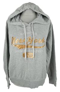 Dámská šedá mikina s nápisy a kapucí H&M