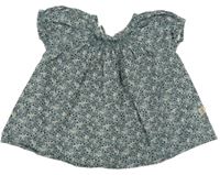 Černo-břidlicová kytičkovaná plátěná tunika POMP de LUX