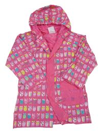Tmvorůžová pláštěnka se sovičkami a kapucí Kugo 