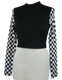 Dámské černo-kostkované crop triko Shein 
