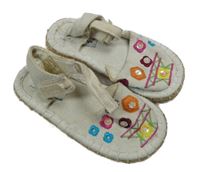 Nové - smetanové espadrilky s výšivkou a flitry Shana Shoes vel. 22