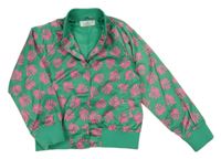 Zeleno-růžový saténový bomber s listy H&M