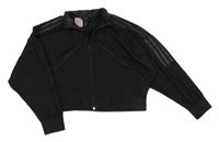 Černá sportovní propínací crop mikina s pruhy Adidas 