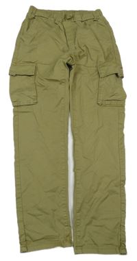 Khaki plátěné kalhoty s kapsami Zara