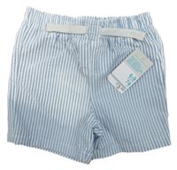 Nové - Světlemodro-bílé pruhované plážové kraťasy Primark