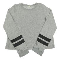 Šedé melírované crop triko s proužky H&M