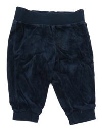 Tmavomodré sametové tepláky H&M