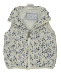 Bílá květovaná šusťáková zateplená vesta Topomini