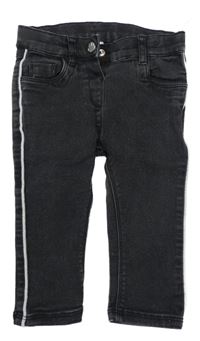 Černé skinny rifle se stříbrným proužkem a králíčkem Miiffy C&A
