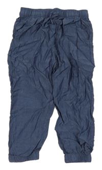 Modré lehké cuff kalhoty riflového vzhledu H&M