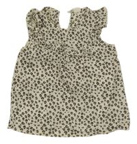 Smetanovo-hnědá vzorovaná halenka s volánky H&M
