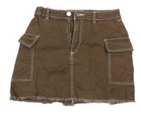 Hnědá riflová sukně s kapsami H&M