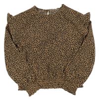 Béžovo-černá vzorovaná halenka s volánky H&M