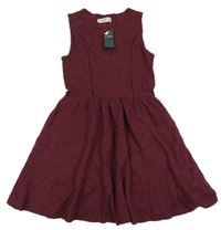 Nové - Vínové květované krajkové šaty Abercrombie&Fitch