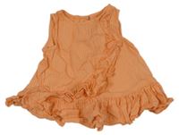 Oranžová pruhovaná halenka s volánem 