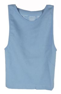 Dámský světlemodrý žebrovaný elastický crop top Primark 
