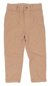 Meruňkové skinny manšestráky se srdíčky 