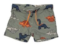 Zelenošedé nohavičkové plavky s dinosaury