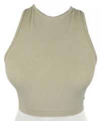 Dámský béžový vzorovaný sportovní crop top FB Sister 