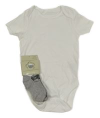 2set - Bílé body + šedé melírované ponožky s mývalem