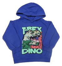 Modrá mikina s dinosaurem z překlápěcích flitrů a kapucí H&M