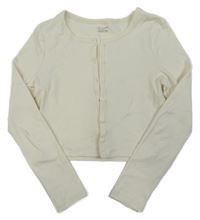 Smetanové žebrované propínací crop triko Primark