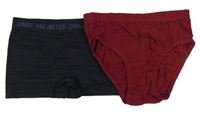 2set - Vínové slipy + tmavomodré melírované boxerky