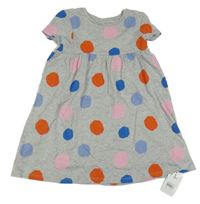 Nové - Šedé melírované bavlněné šaty s puntíky Mothercare